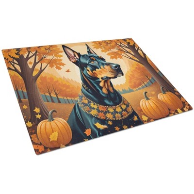 NEW Doberman Pinscher Fall Glass Cutting Board Decorative Tempered Glass Kitchen Cutting and Serving Board Large Size Chopping Board