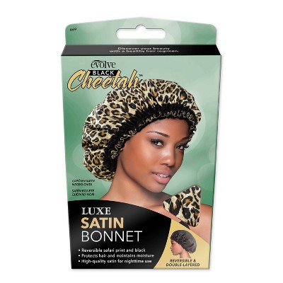 Evolve Satin Reversible Bonnet - Cheetah - Black - 1ct