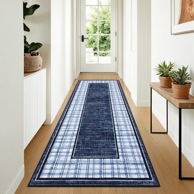 coucheta Washable Area Rugs, Modern Plaid Solid Bordered Non Shedding Non-Slip Accent Carpet, for Living Room, Bedroom, Dining Room, Hallway