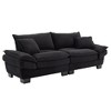 Corduroy Sofa Sleeper Couch Loveseat Sofa with Pillows Comfy Upholstered Deep Seat Sofa for Bedroom,Living Room,Apartment,Office,Dorm-Black Corduroy - 3 of 4