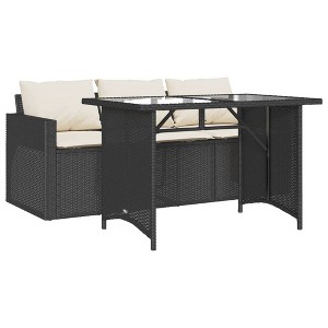 vidaXL 2 Piece Patio Dining Set with Cushions Black Poly Rattan - 1 of 1