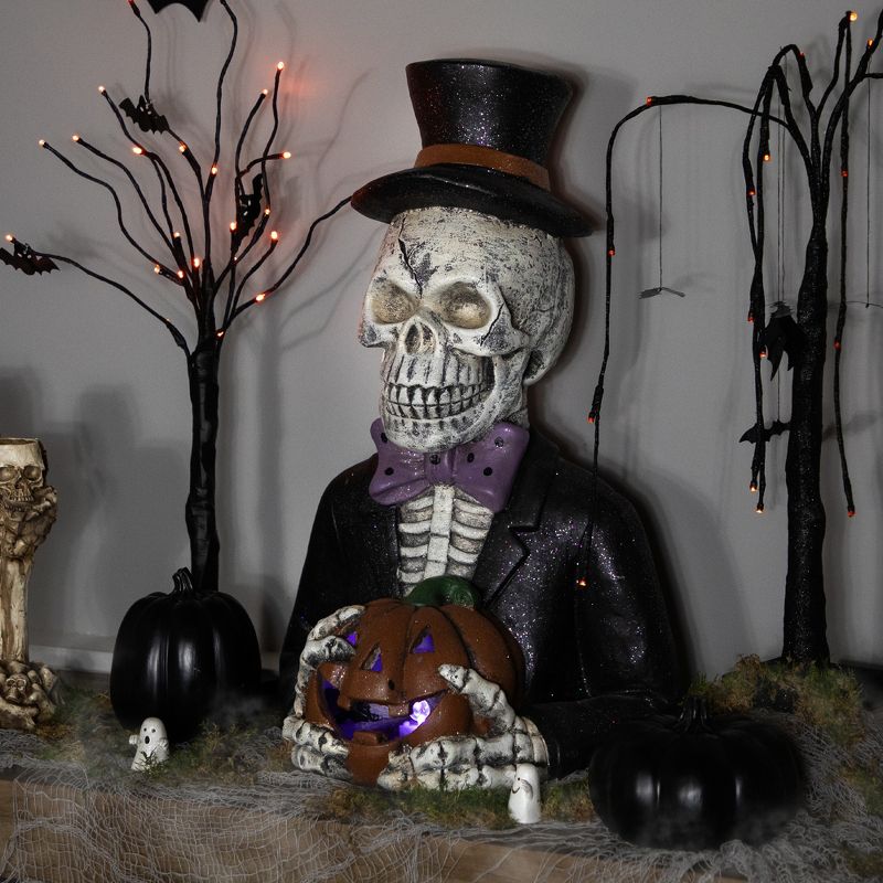 Northlight 23.5" LED Lighted Skeleton with Jack-O-Lantern Halloween Decoration, 3 of 11