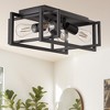 YANSUN 11.41 in. 4-Light Industrial Caged Flush Mount , Metal Black Square Ceiling Light Fixtures for Kitchen Island - 2 of 4