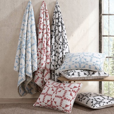 Ivory and Charcoal Cotton Twin Reversible Quilt Set