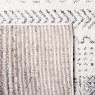Ivory and Gray Geometric Hand-knotted Runner Rug