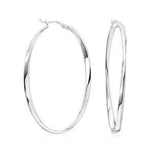 Ross-Simons Sterling Silver Oval Twist Hoop Earrings - 1 of 4