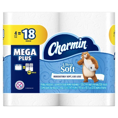 Charmin Ultra Soft Toilet Paper - 4 Mega Plus Rolls
