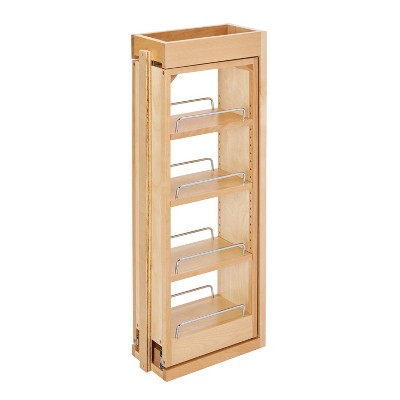 Rev-A-Shelf 432-WF-6C 6 x 30 Inch Pull Out Between Cabinet Wall Filler Wooden Adjustable Kitchen Storage Organizer Unit, Natural Maple