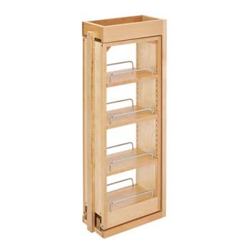 Rev-A-Shelf 6"W x 30"H Pull Out Shelf Organizer for Between Wall Kitchen Cabinets, Filler Spice Rack & Seasoning Storage Holder, Maple Wood, 432-WF-6C