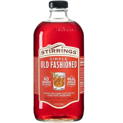 Stirrings Simple Old Fashioned Cocktail Mix 750ml Bottles - Real Juice No Preservatives - 60 Calories - Drink Mixer