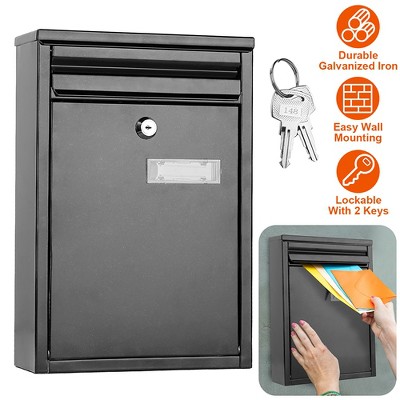 Black Lockable Wall Mount Iron Mailbox with Keys
