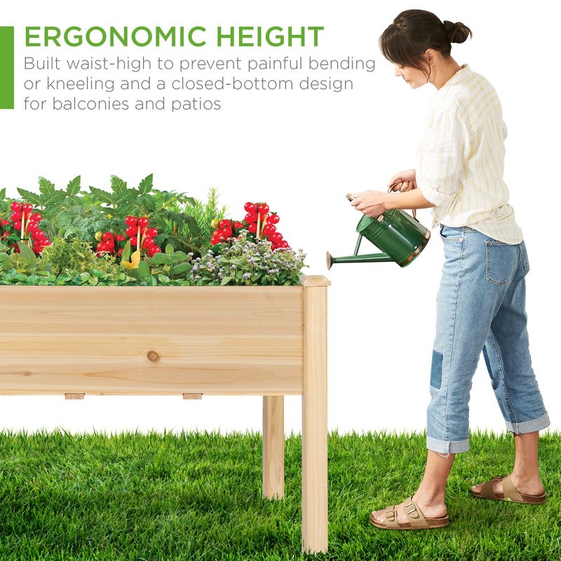 Best Choice Product 48x24x30in Raised Garden Bed, Elevated Wooden Planter for Yard w/ Foot Caps, Bed Liner, 6 of 10