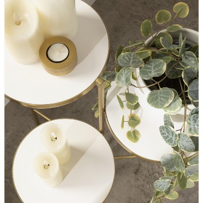 White and Gold Tri-Level Metal Plant Stand