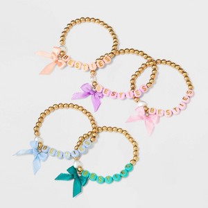 Girls' 5pk Besties with Bows Bracelet Set - Cat & Jack™ - 1 of 3