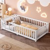 BABYYER Twin Size Kids Bed Frame with Safety Guardrails, Solid Wood Floor Bed with Door, Montessori Bed for Bedroom, Perfect for Boys & Girls - 2 of 4