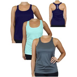 Galaxy By Harvic Women's Moisture Wicking Racerback Tank-3 Pack - 1 of 4