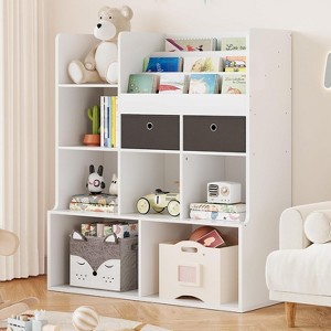 47.8in Kids Wooden Bookshelf with  4 Tier Drawers，Book Rack Toy Organizer Bookcase Storage  for Playroom Classroom - 1 of 4