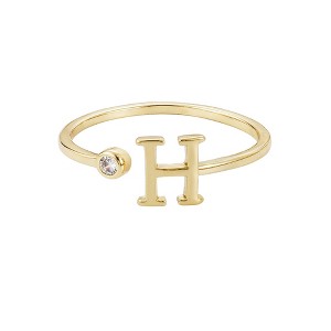 Adornia 14k Gold Plated Adjustable CZ Initial Ring - 1 of 3