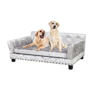 L/XL High-end Soft Velvet Pet Dog Sofa Bed Jumbo Dog Lounger Memory Foam Mattress for Comfort Sleep & Joint Support - 1 of 4