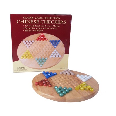 Classic Game Collection - 12" Wood Chinese Checkers Set with Marbles