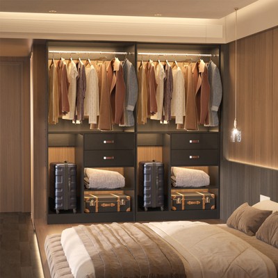 Aheaplus 40'' Freestanding Closet Organizer with Hanging Rods, Closet System with Drawers, Storage Shelves