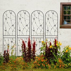 MAYEERTY 4 Pack Metal Garden Trellis 86.7 x 19.7 Inch Rustproof Climbing Plants Support Butterfly Deco Black Outdoor Flower - 1 of 4
