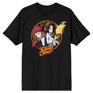 Shaman King Yoh Anna & Amidamaru Spirit Ball Crew Neck Short Sleeve Men's Black T-shirt - 1 of 3