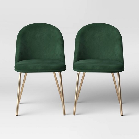 Green velvet chairs dining hot sale