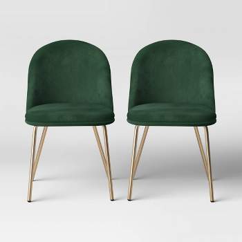 2pk Nils Brass Base Dining Chair Velvet Forest Green - Threshold™