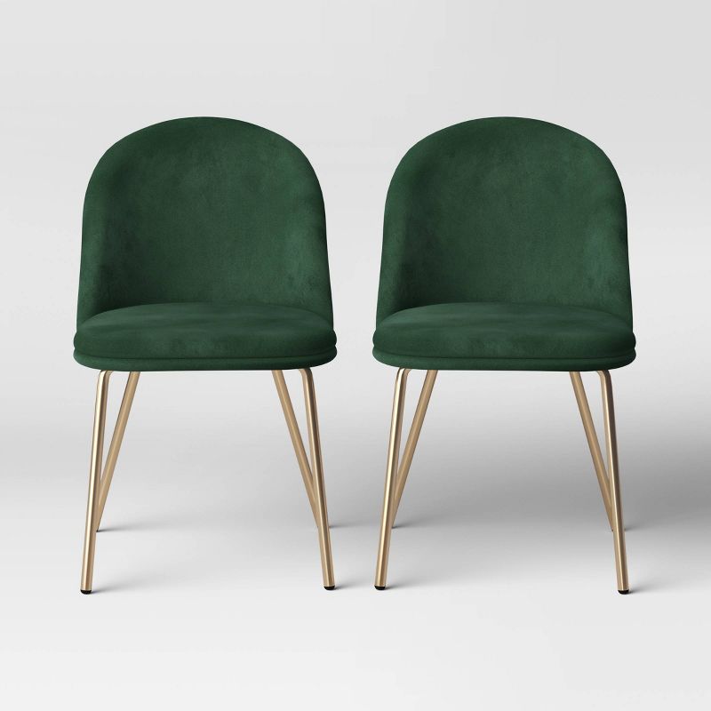 2pk Nils Brass Base Dining Chair Velvet Forest Green - Threshold&#8482;, 1 of 6