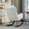 Resenkos Nursery Rocking Chair, Curved Base, Headrest, Lumber Pillow, Nursing Chair with High Back for Living Room, Bedroom, Cream - 3 of 4