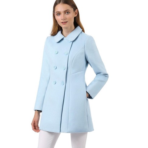 Allegra K Women's Regular Fit Peter Pan Collar Double Breasted Trench ...