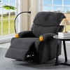 Manual Recliner Chair in Dark Gray Corduroy, Plush Armchair with Phone Holder & 2 Cup Holders, 32.4"x39.57"x38.78"H - 4 of 4