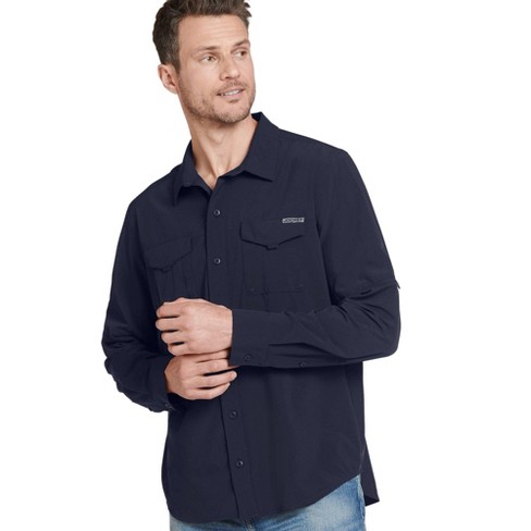 Jockey Men's Long Sleeve Performance Button-Up Shirt 2XL Navy Denim