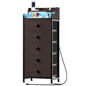 WOWLIVE 5 Drawers Dresser for Bedroom, Dresser with Power Outlet & LED, 40.2"H Dresser - 1 of 4