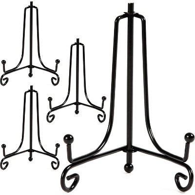 Juvale 4 Pack 5" Black Metal Tabletop Folding Easel Display Stand Holder for Picture, Plate, Decor, Wedding, Party