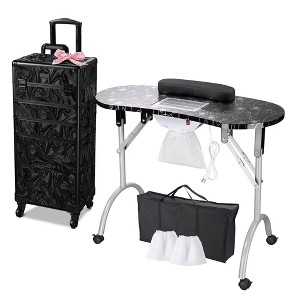 Byootique Folding Manicure Nail Table 4in1 Rolling Makeup Train Case - 1 of 4