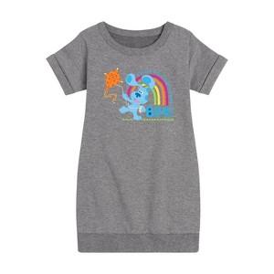 - Blue's Clues & You! - Can't Have Rainbow Without Blue Graphic Short Sleeve Fleece Dress - 1 of 4