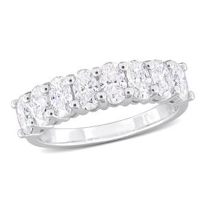 EVERLY JEWELRY | Sterling Silver 1 5/8 ct TDW Oval-cut Created White Moissanite Anniversary Band - 1 of 4