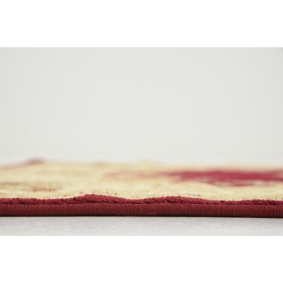 Burgundy Medallion Elegance Rug 3'3" x 5'3" Synthetic Rectangular Indoor