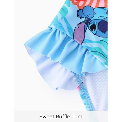 Stitch Disney Stitch Toddler Girls Kids Two Piece Long Sleeve Swimsuit Rashguard Swimwear Sets Bathing Suit (Blue, Kids: 10-11 Years) — фото 7