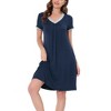 cheibear Women's Soft V-Neck Summer Pajama Lounge Dress with Pockets Nightgowns - 2 of 4