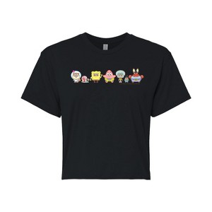 Women's - Spongebob Squarepants - Adorabob Lineup Full Color Cropped Graphic T-Shirt - 1 of 4