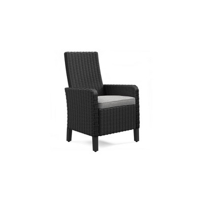 Gray Wicker Outdoor Arm Chairs with Cushions, Set of 2
