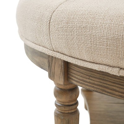 Elegant Cedric Tufted Round Ottoman with Storage in Cream
