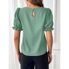 Women'S Shirts Summer Casual Crewneck Lace Crochet Short Sleeve Blouses Cute Floral Print Loose Tunic Tops - 2 of 4