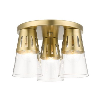 Livex Lighting Bennington 3 - Light Flush Mount in  Natural Brass