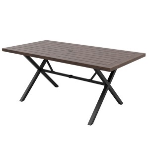 EAGEL PEAK Sienna Bay 6-Person Solid Wood Patio Dining Table with steel Frame & Umbrella Hole - 1 of 4