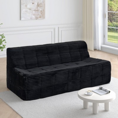 3-Seat Corduroy Sofa-Full Sponge Compression, Minimalist Design, Green