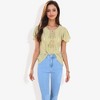 Anna-Kaci Women's Short Sleeve Boho Top with Tassel Tie Front and Crochet Trim Casual Summer Fashion Blouse - 4 of 4